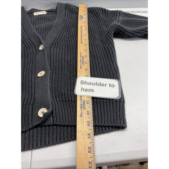 Tradlands Shelter Cardigan Grandpa Sweater dark Gray Womens XXS boxy - Picture 6 of 9